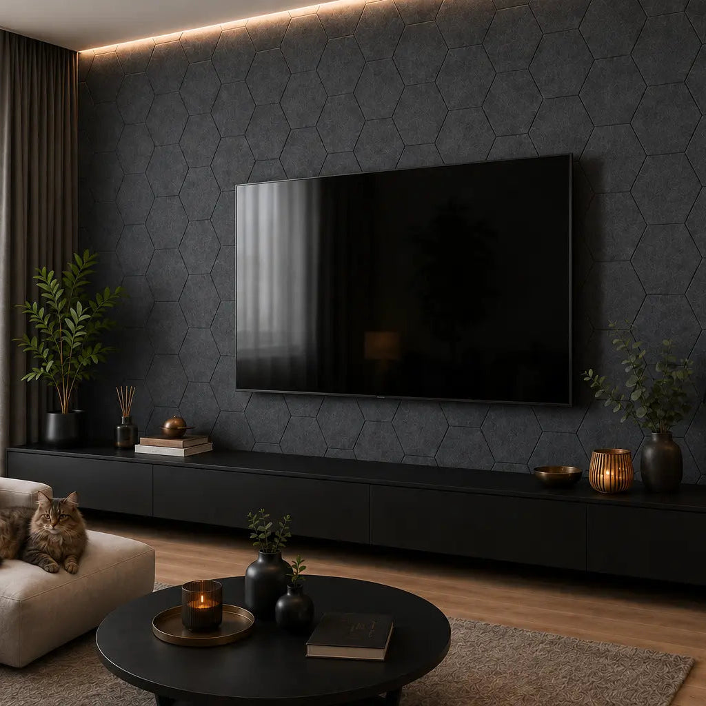 3D felt dark grey panel side view