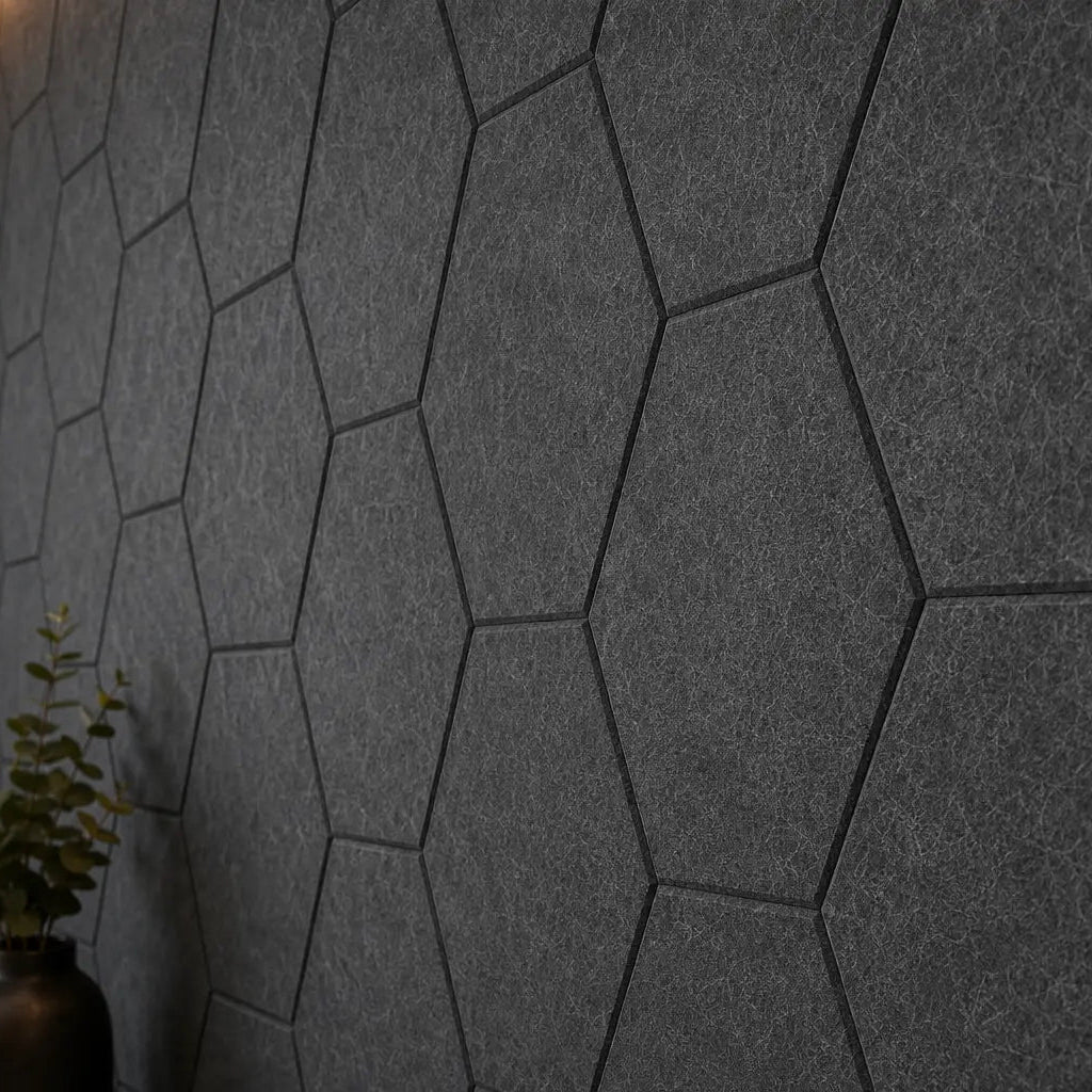3D felt dark grey panel close up view