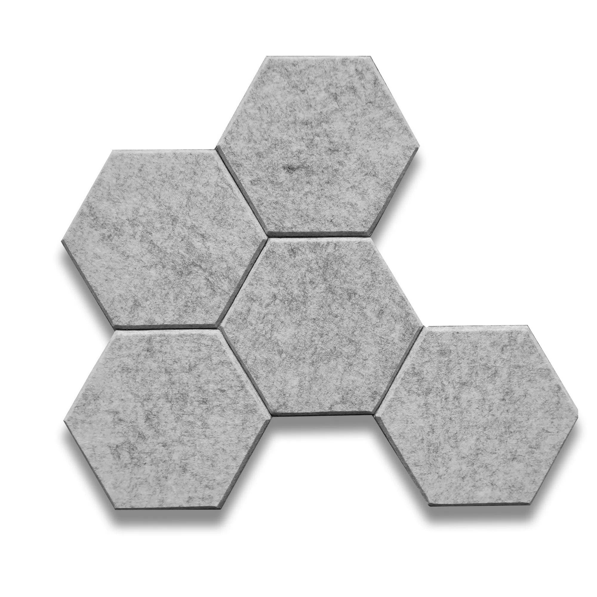 HEXA 3D Felt PET Wall Panels- GREY on white background | DecorMania UK