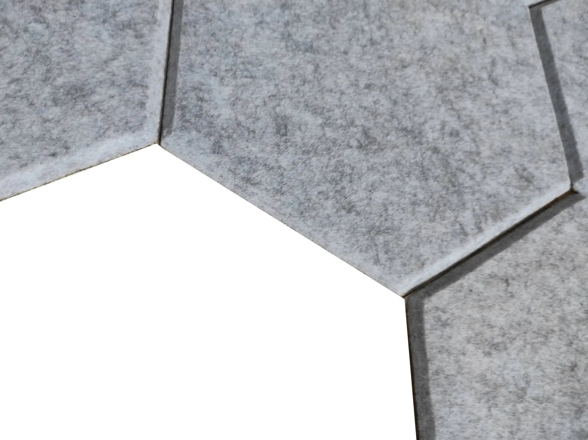 Close-up view of HEXA 3D Felt PET Wall Panels - GREY | DecorMania UK