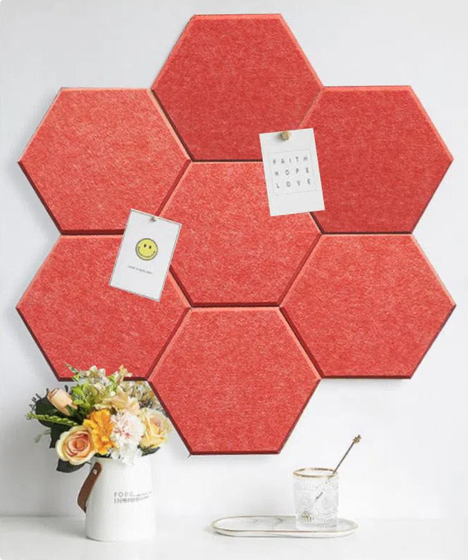 Arrangement of HEXA 3D Felt PET Wall Panels - orange | DecorMania UK