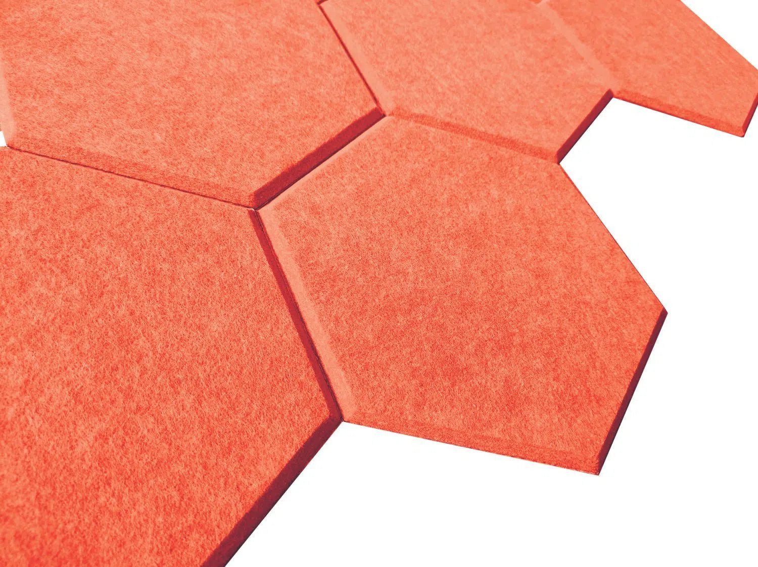 Close-up view of HEXA Felt 3D PET Wall Panels - orange | DecorMania UK