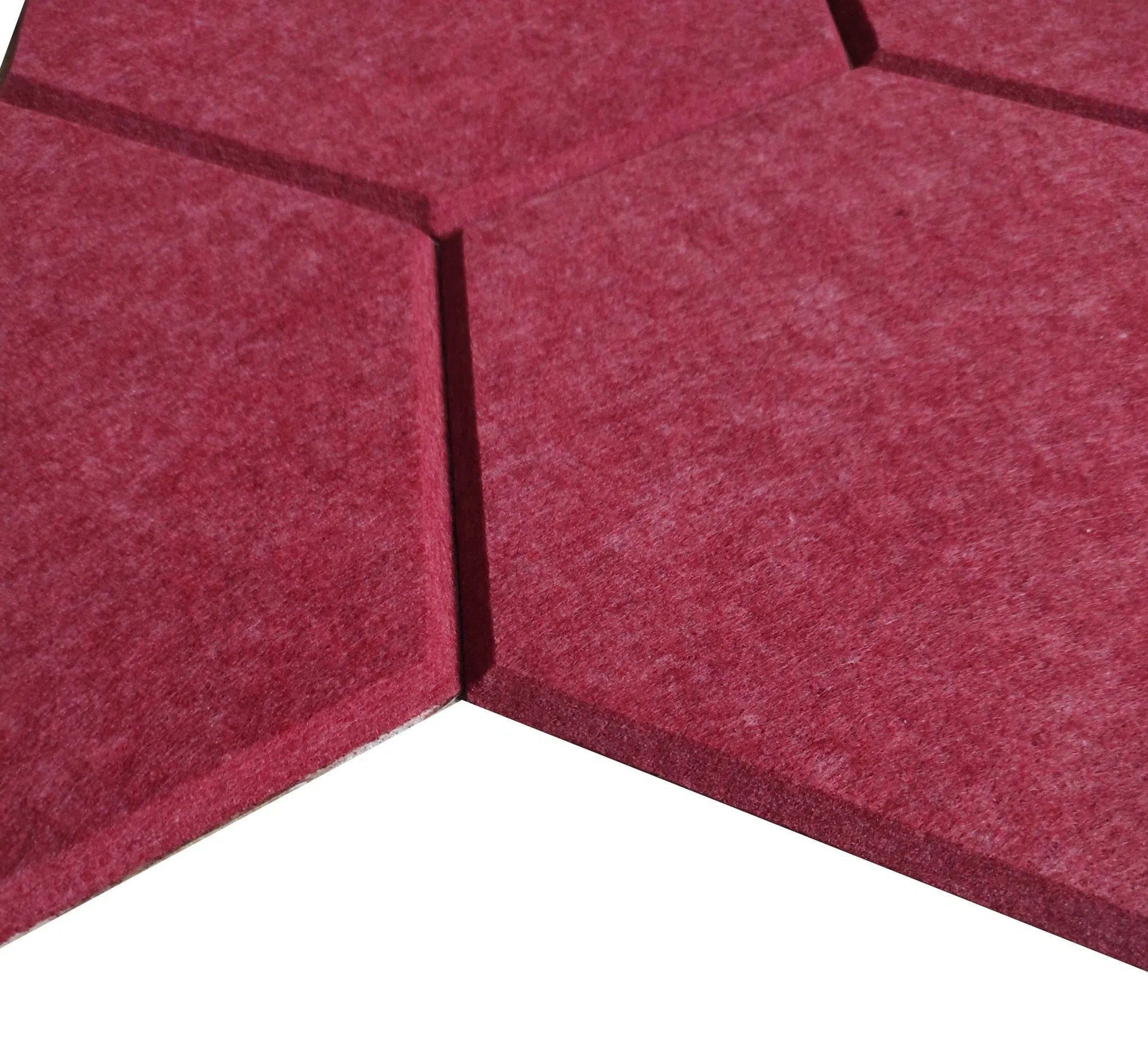 Close-up view of HEXA 3D Felt PET Wall Panels - RED 3pcs.  | DecorMania UK