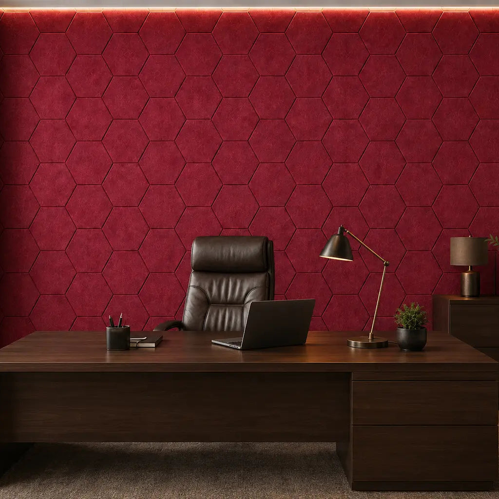 3D felt red panel front view