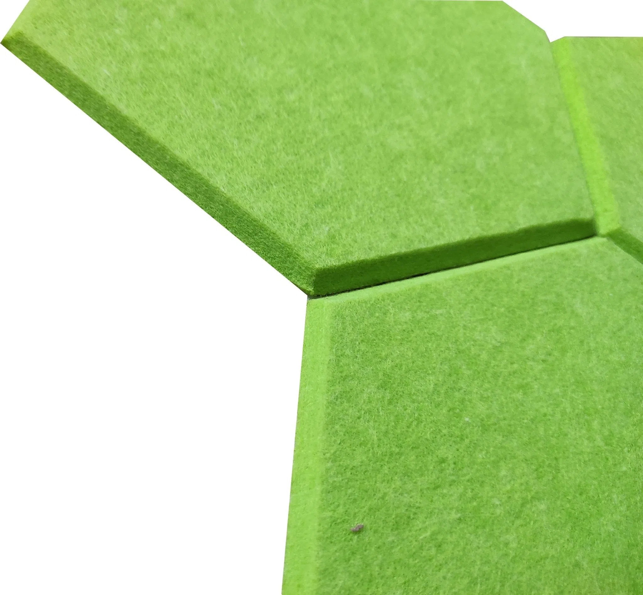 Close-up view of HEXA 3D Felt PET Wall Panels Sample - Green | DecorMania UK