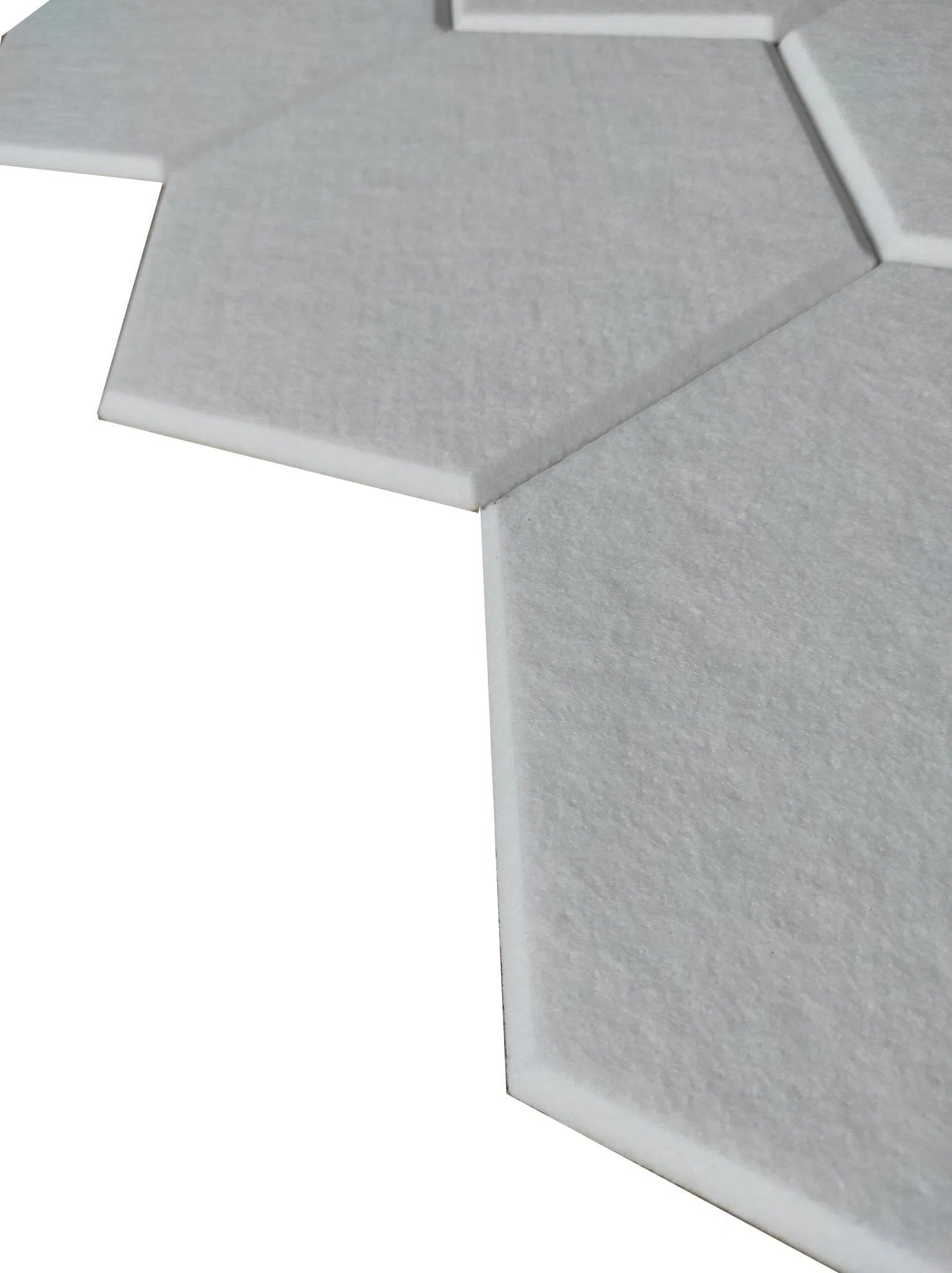 Close-up view of HEXA 3D Felt PET Wall Panels - WHITE | DecorMania UK
