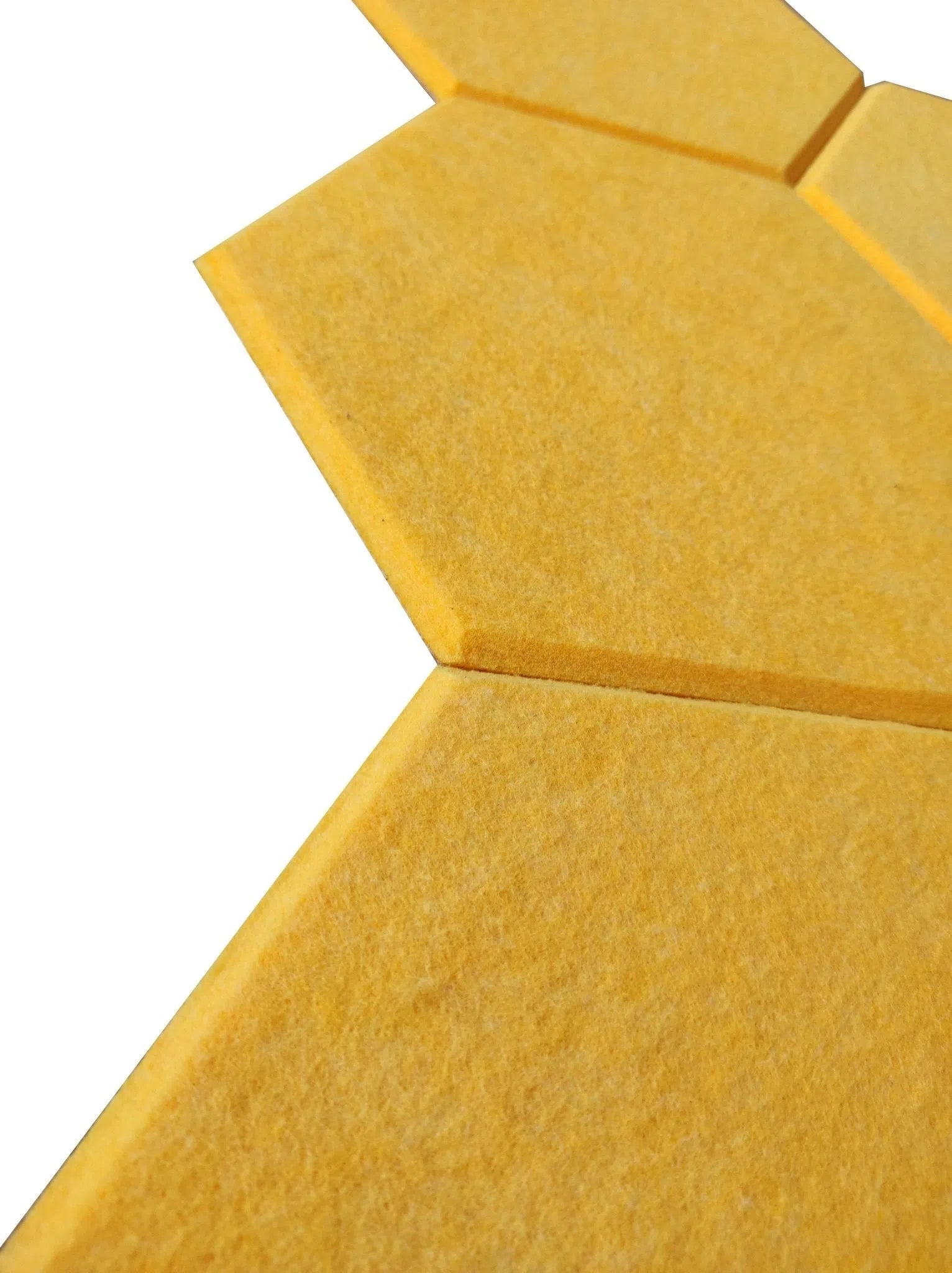 Close-up view of HEXA 3D Felt PET Wall Panels - YELLOW | DecorMania UK
