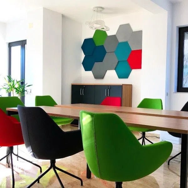 HEXA L Soft Acoustic Wall Panel in office interior 3D Wall Panels | DecorMania UK