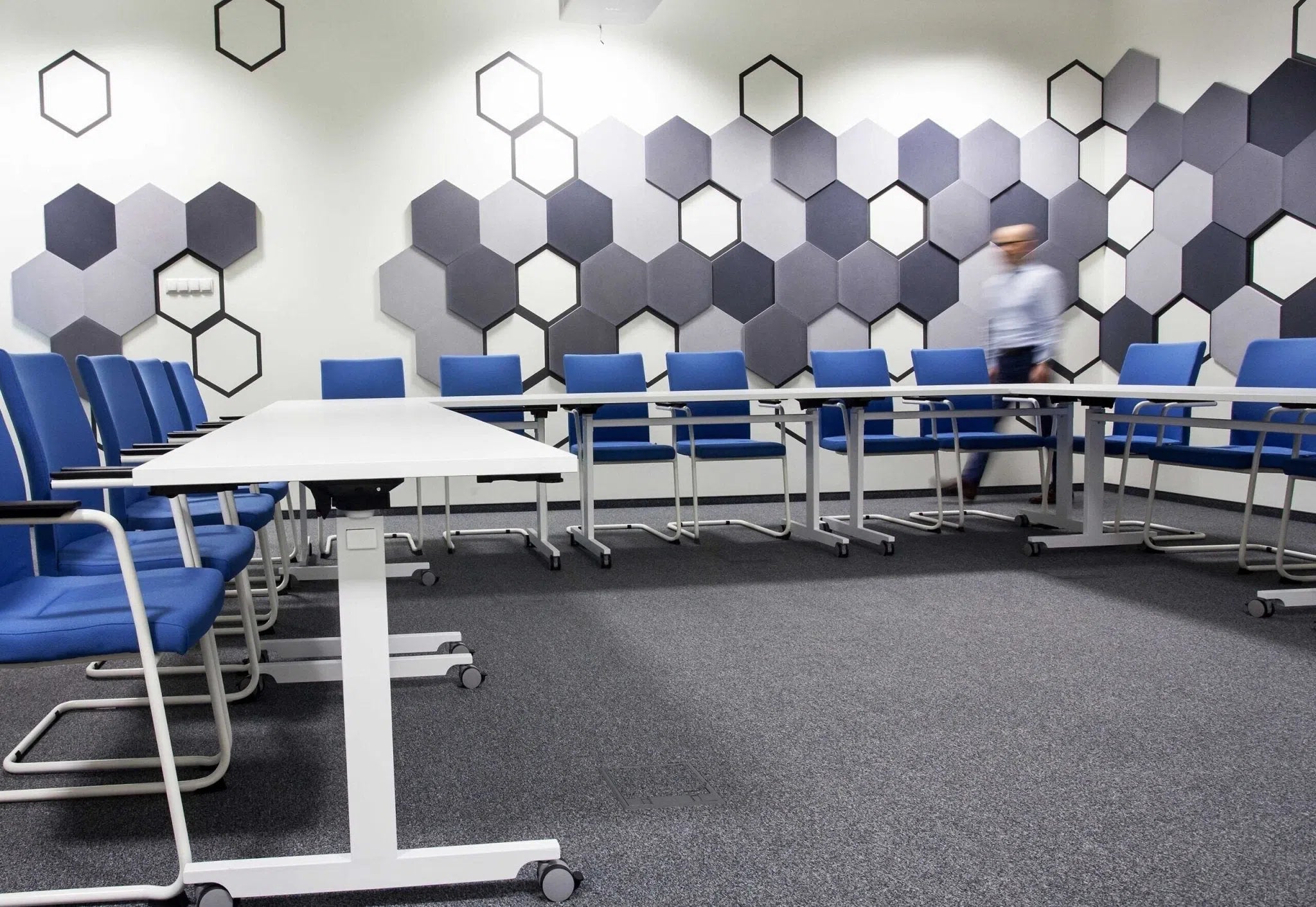HEXA L Soft Acoustic Wall Panel in office interior 3D Wall Panels | DecorMania UK