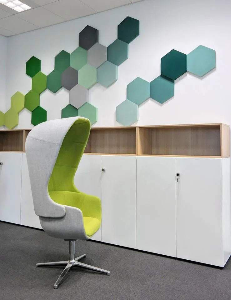 HEXA M Soft Acoustic Wall Panel in office interior 3D Wall Panels | DecorMania UK