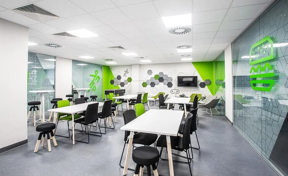 HEXA M Soft Acoustic Wall Panel in office interior 3D Wall Panels | DecorMania UK