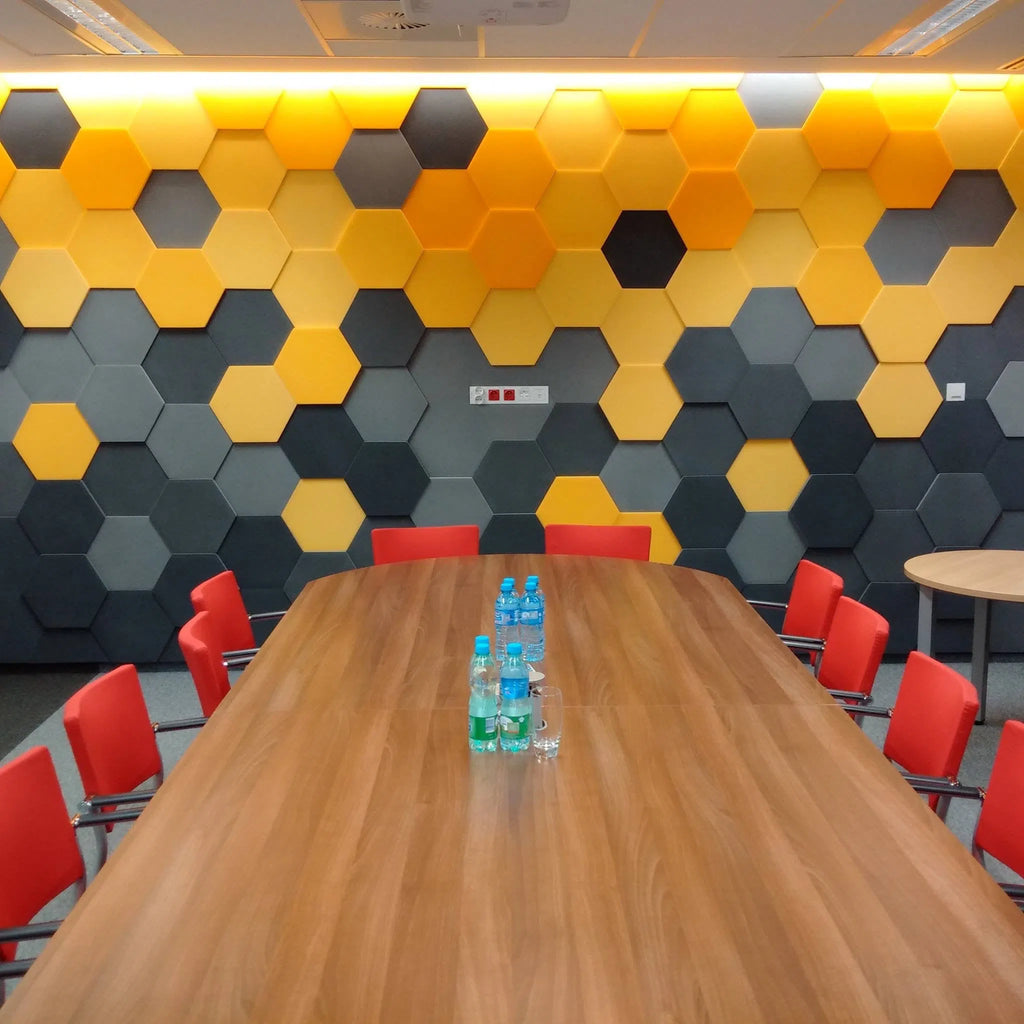 HEXA M Soft Acoustic Wall Panel 3D Wall Panels in conference room interior accent wall | DecorMania UK