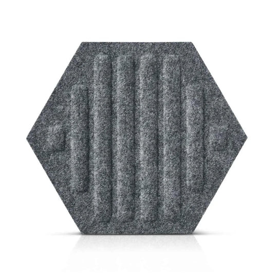 HEXA RIFT Acoustic 3D Felt Wall Panels on white background GREY Multipack Decormania UK