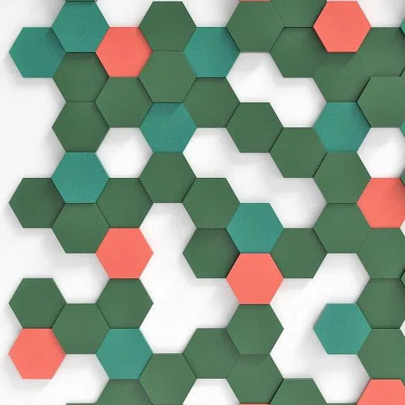HEXA S Soft Acoustic Wall Panel green composition 3D Wall Panels | DecorMania UK