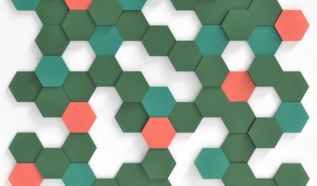 HEXA S Soft Acoustic Wall Panel green composition 3D Wall Panels | DecorMania UK