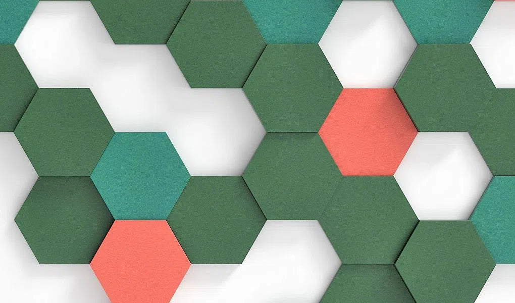 HEXA S Soft Acoustic Wall Panel - 3D Wall Panels green composition | DecorMania UK