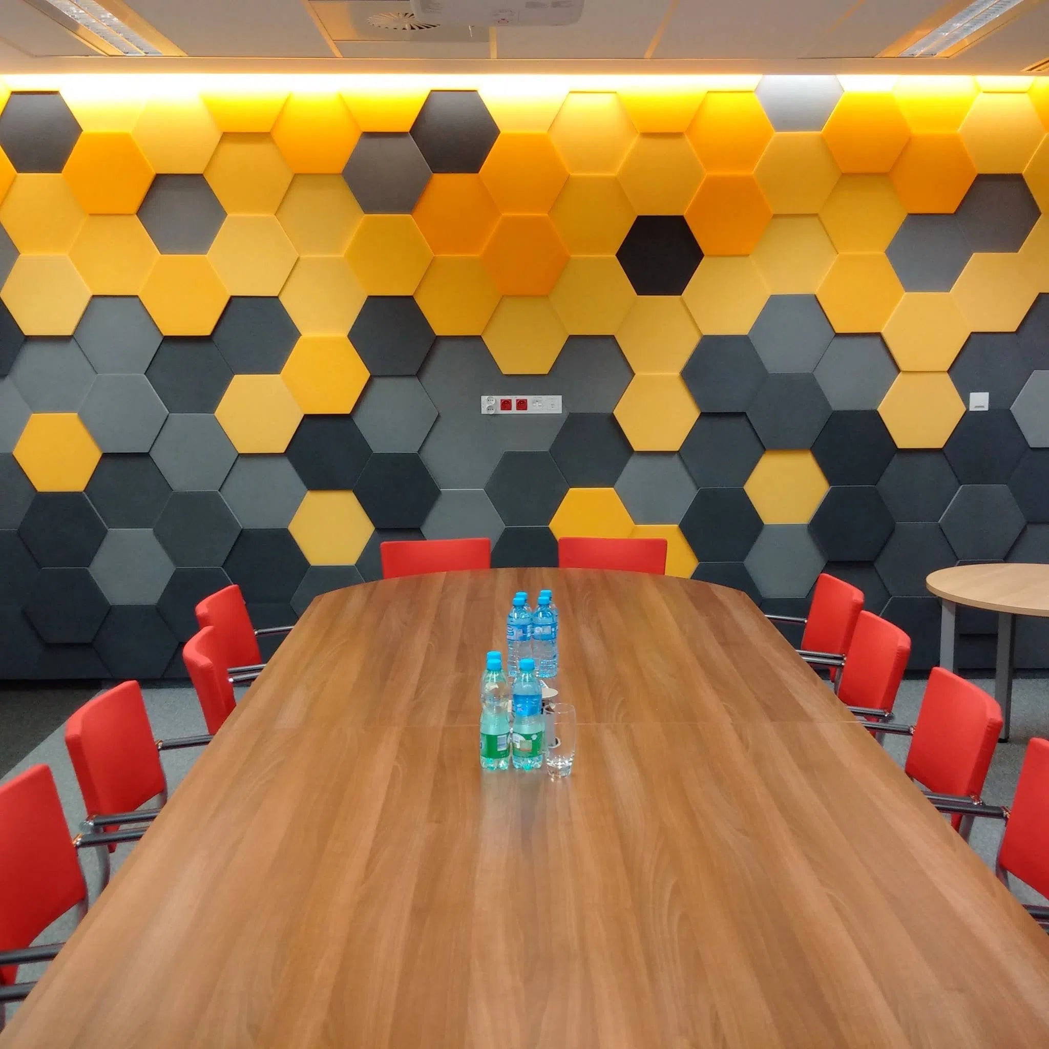 HEXA S Soft Acoustic Wall Panel in conference room interior 3D Wall Panels | DecorMania UK