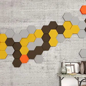 HEXA S Soft Acoustic Wall Panels yellow and brown colour | DecorMania UK