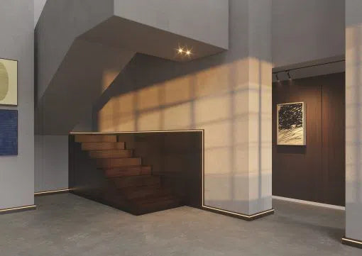 IL11 2M BLACK WALLSTYL SKIRTING BOARD is installed along the base of the wall, enhancing the atmosphere with a soft light along the floor | DecorMania UK 