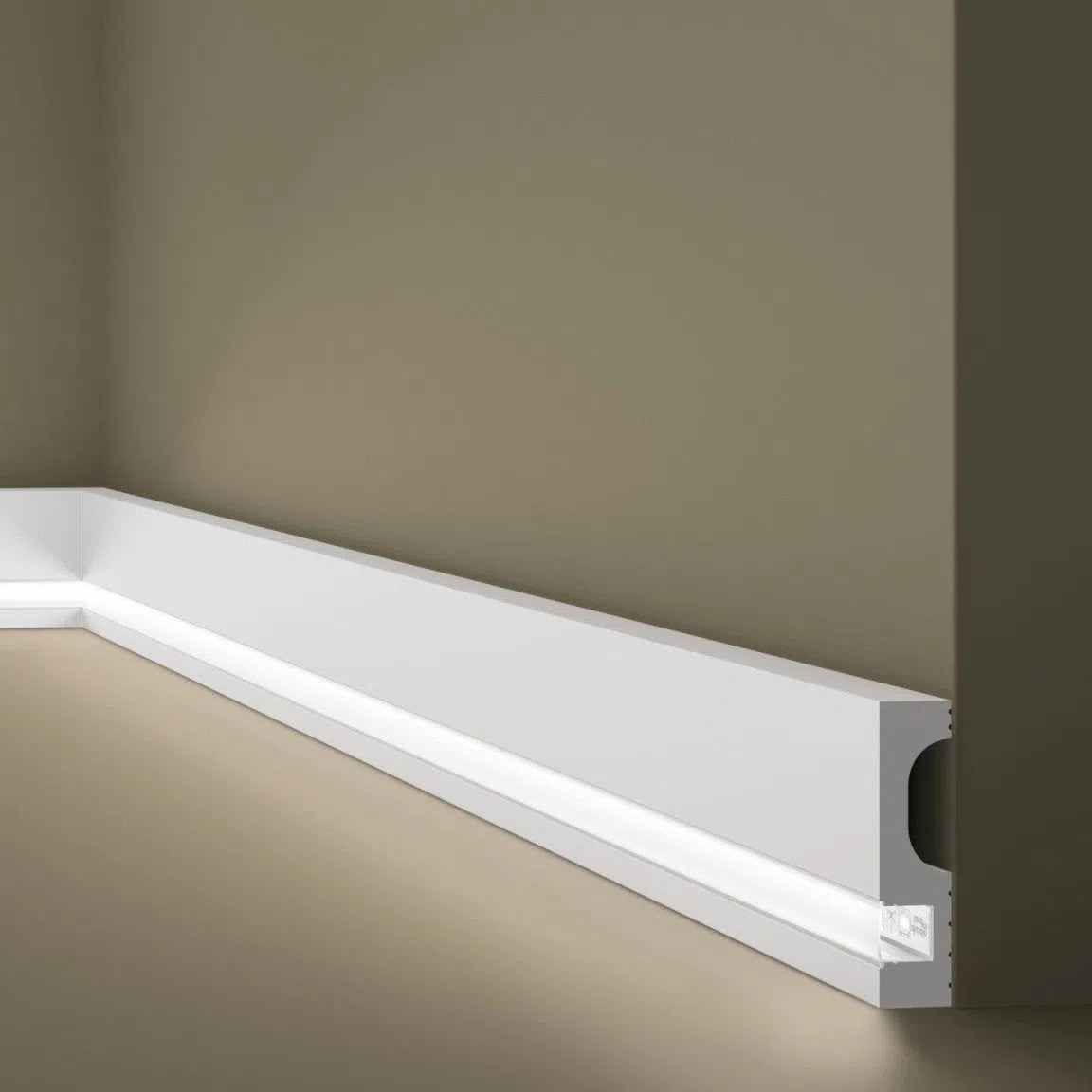 IL11 2M WALLSTYL SKIRTING BOARD - Skirtings with cable channel owner detail on a light-colored wall | DecorMania UK