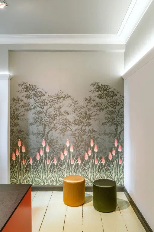 IL3 WALLSTYL 2M Ceiling Coving for LED Lighting with floral wallpaper | DecorMania UK 