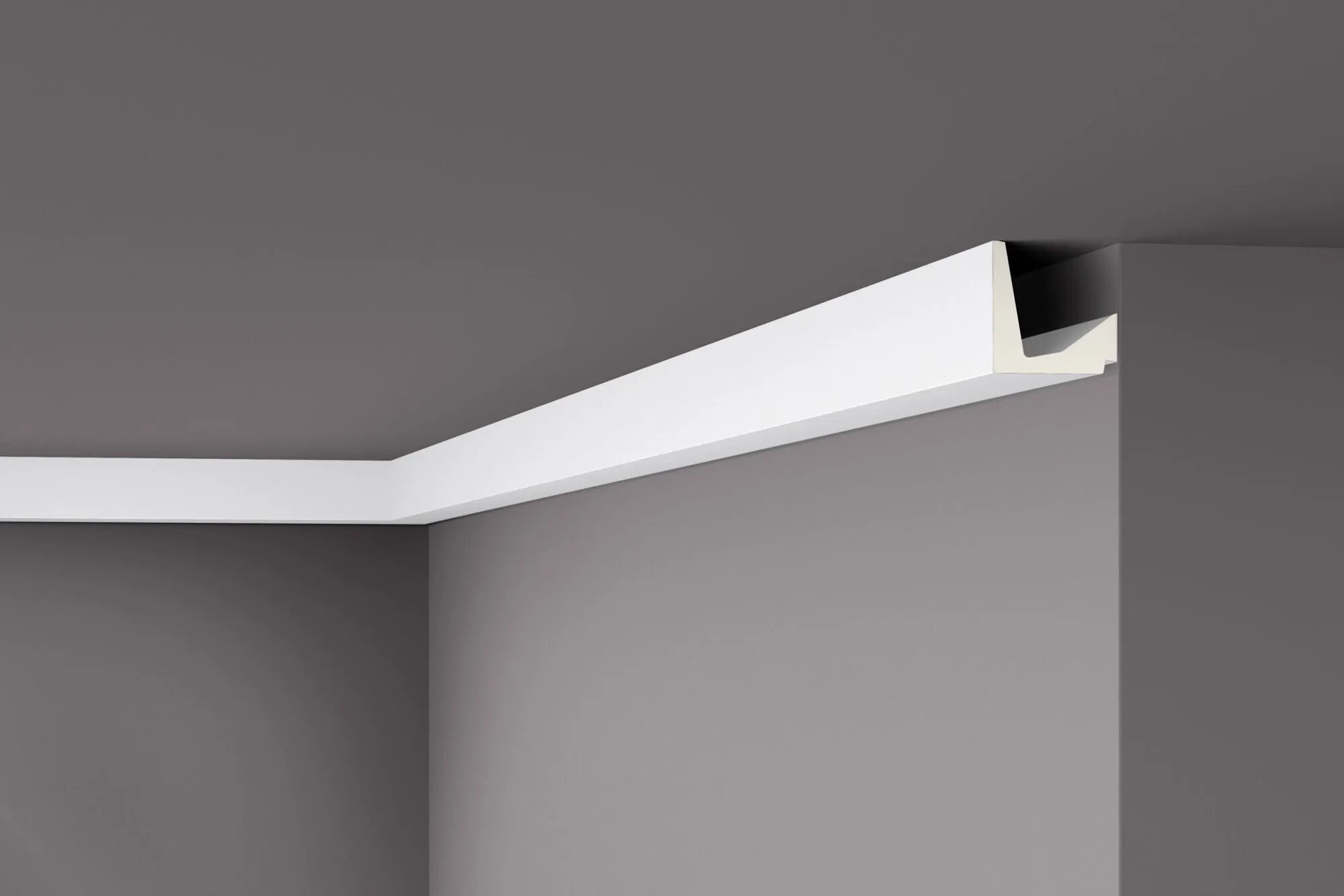 IL5 ARSTYL® 2m Ceiling Coving for LED Lighting installed to highlight the ceiling’s edge, casting subtle lighting | DecorMania UK
