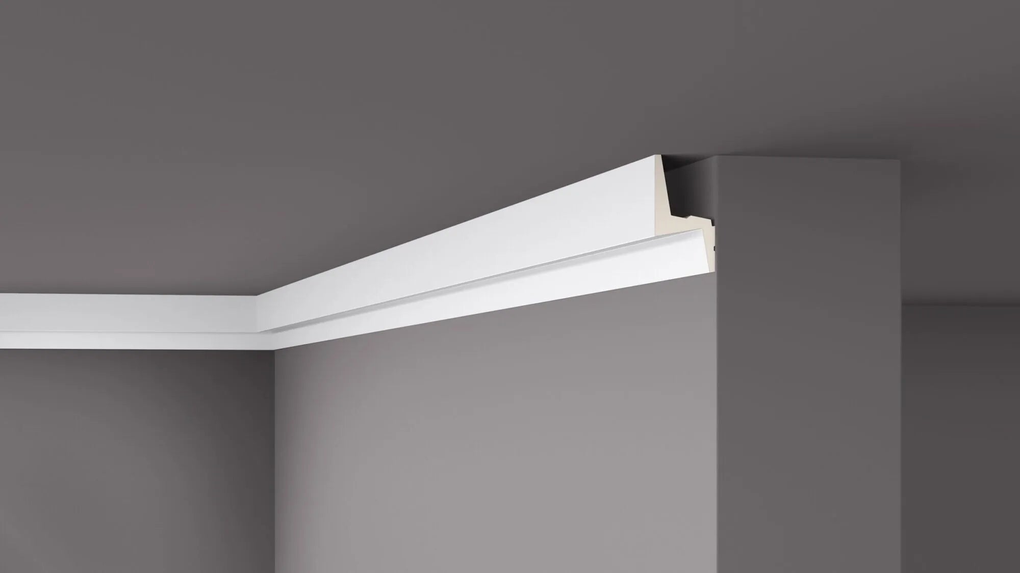 IL6 ARSTYL® 2m Ceiling Coving for LED Lighting installed in the corner to highlight the room’s architecture | DecorMania UK
