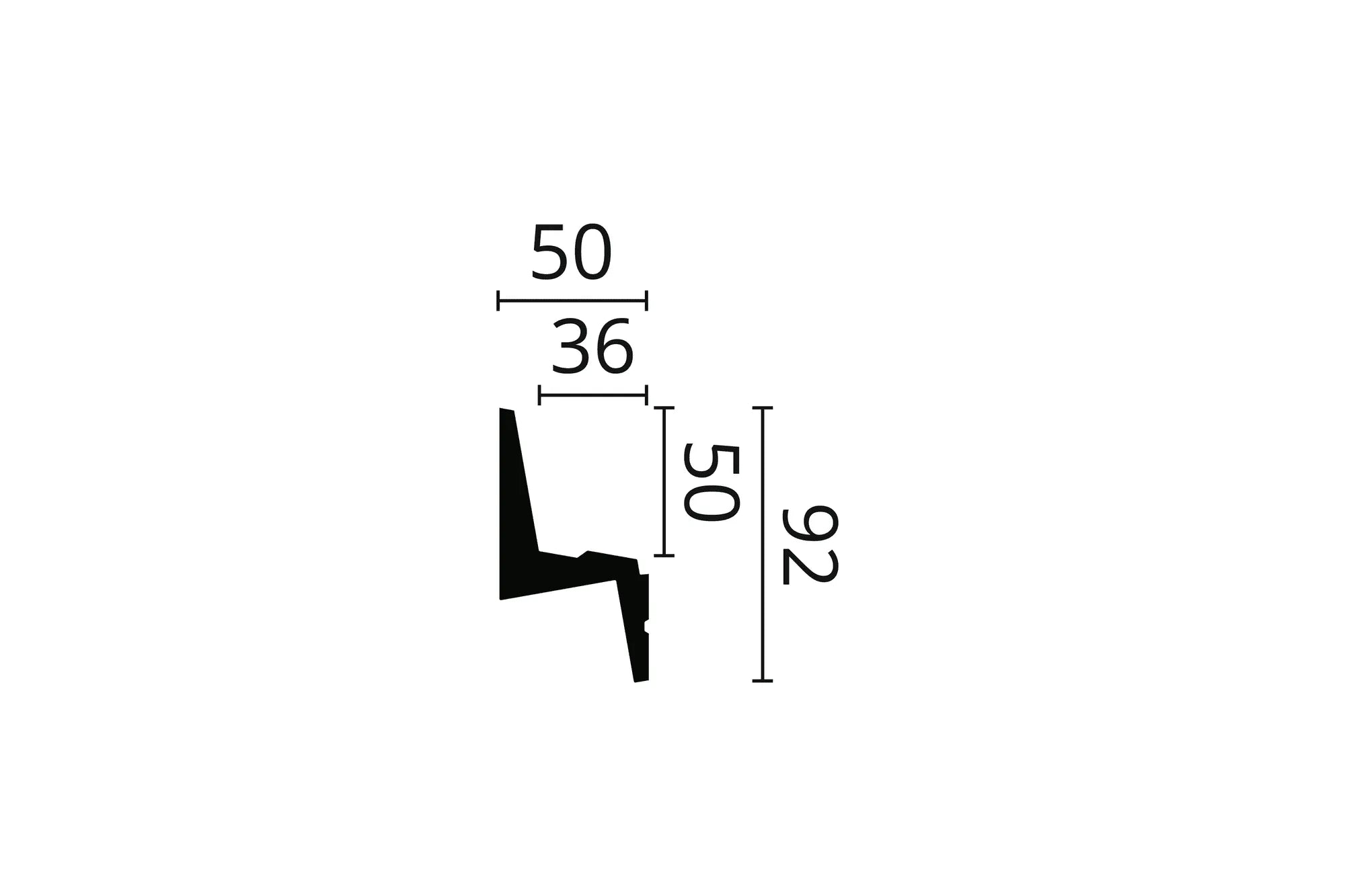 Dimensions of L6 ARSTYL® 2m Ceiling Coving for LED Lighting | DecorMania UK 