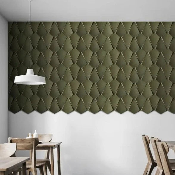 KITE 3D Cork Acoustic Wall Panels green feature Wall DecorMania UK