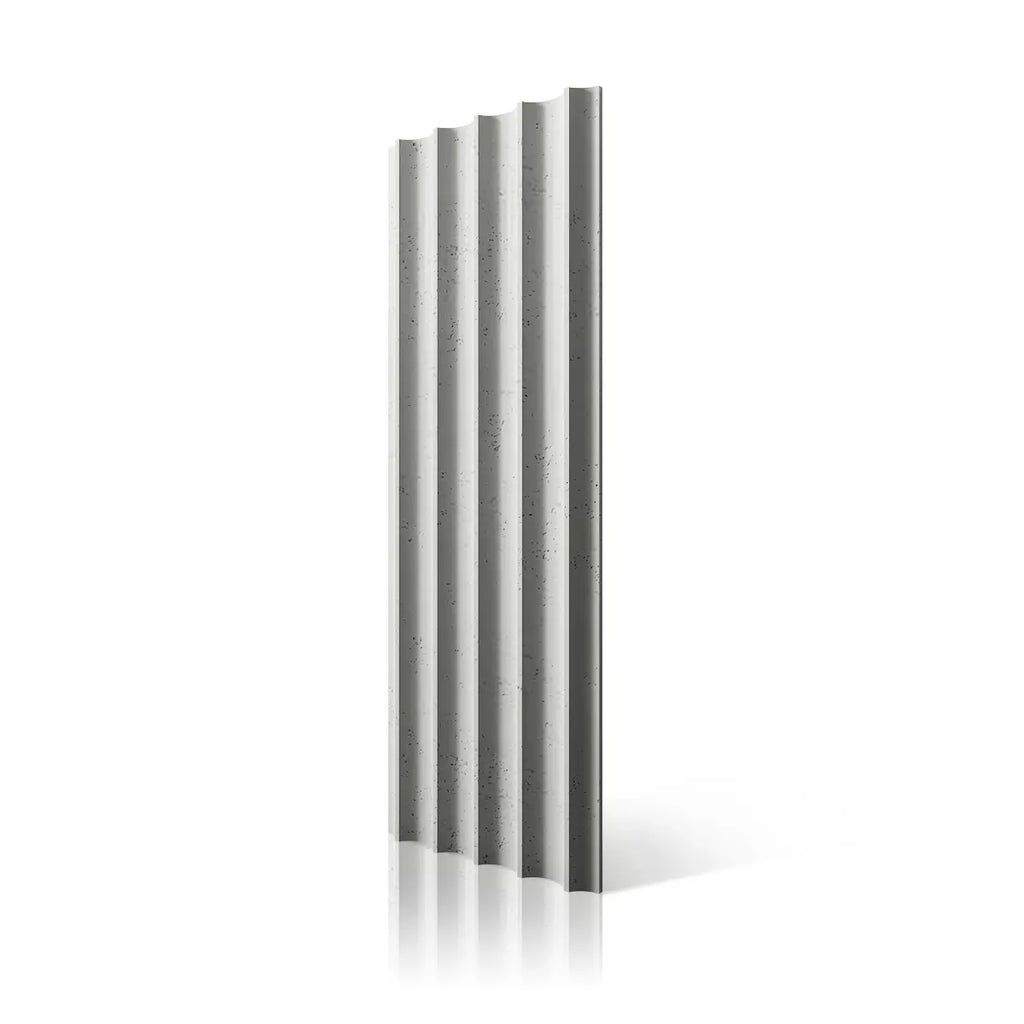 3D Concrete Wall Panels GROOVER KS colour on white background Decormania UK