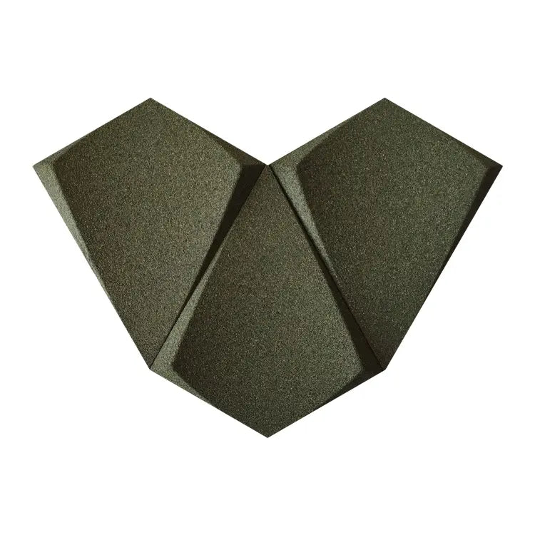 KITE 3D Acoustic Cork Wall Panels in a dark green color | DecorMania UK