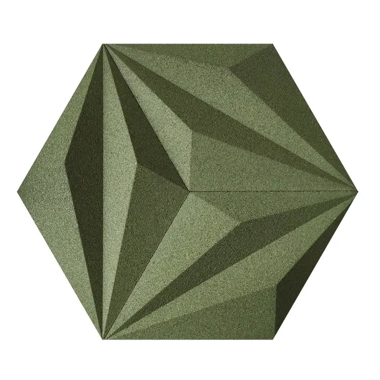 Close-up view of LINE GREEN - Acoustic 3D Cork Wall Panels | DecorMania UK