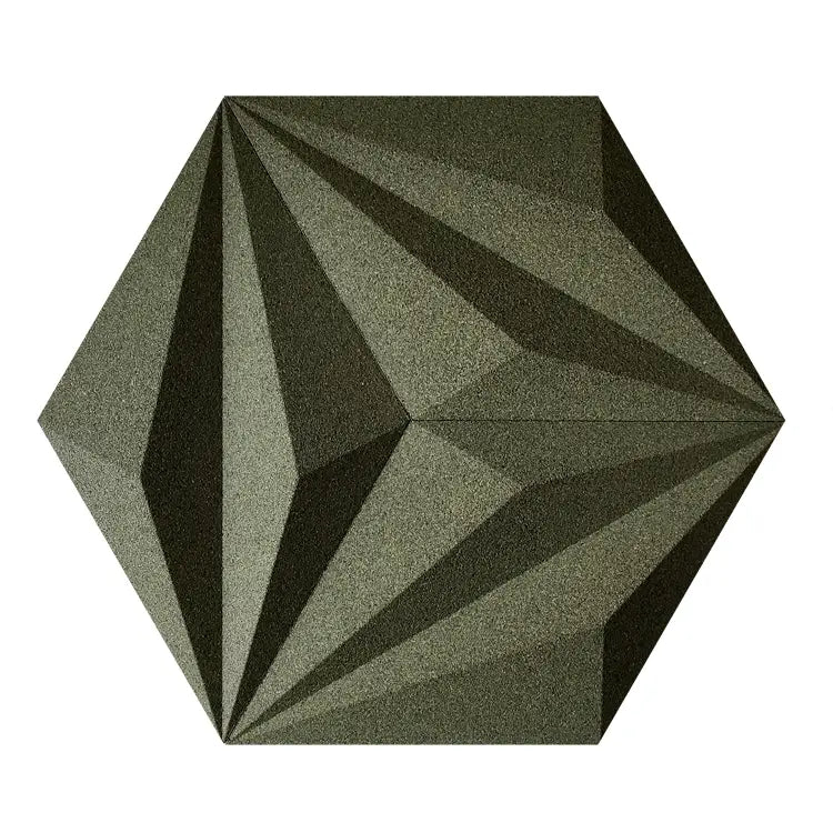 Close-up view of LINE DARK GREEN - Acoustic 3D Cork Wall Panels | DecorMania UK
