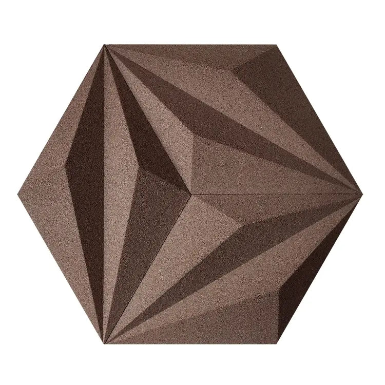 Close-up view of LINE BROWN - Acoustic 3D Cork Wall Panels | DecorMania UK