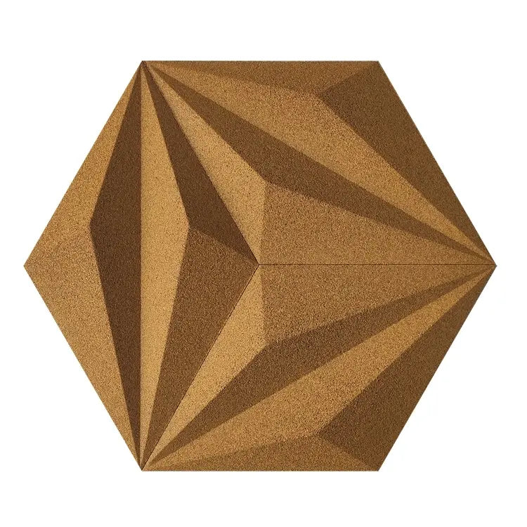 Close-up view of LINE YELLOW - Acoustic 3D Cork Wall Panels | DecorMania UK