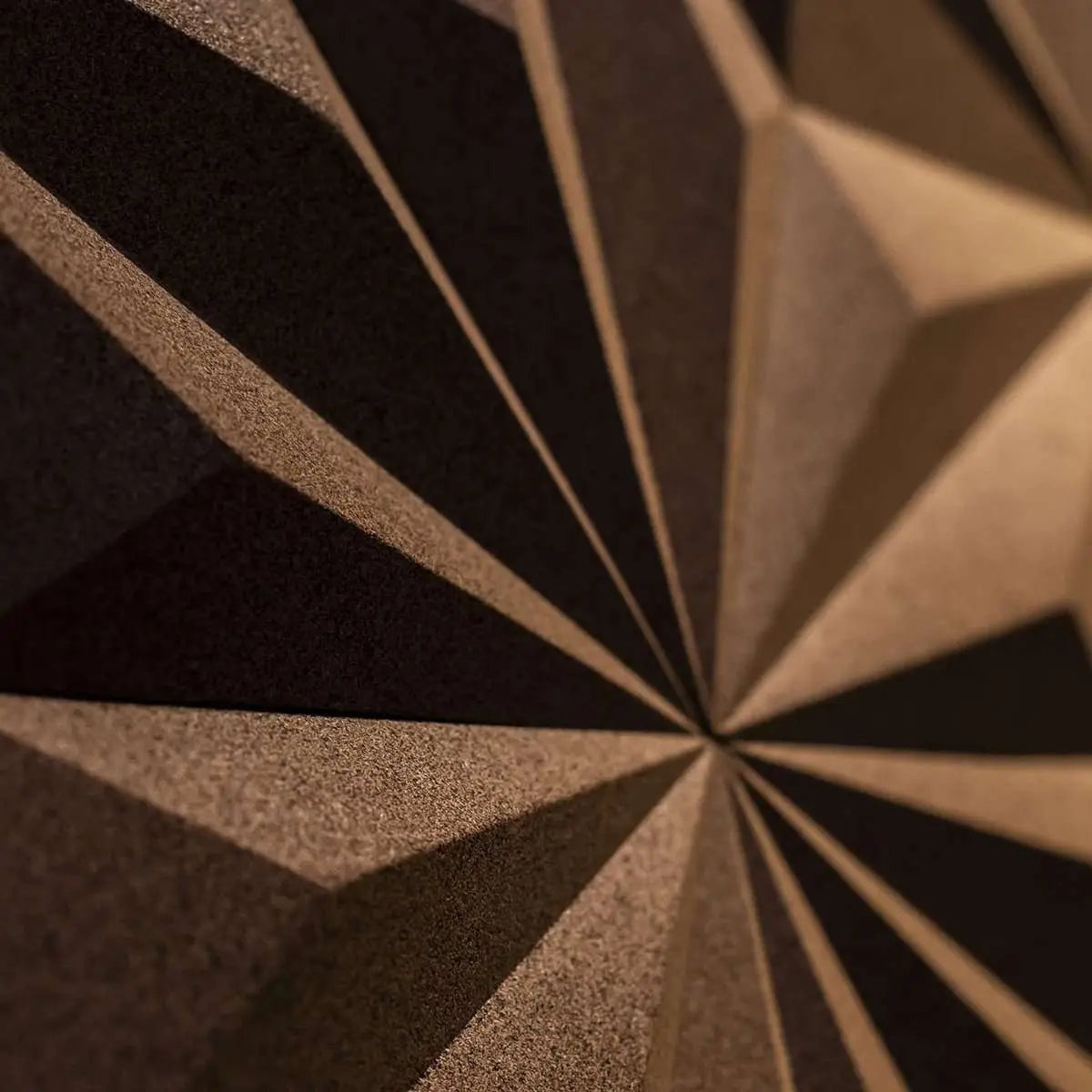 Close-up view of LINE - Acoustic 3D Cork Wall Panels | DecorMania UK