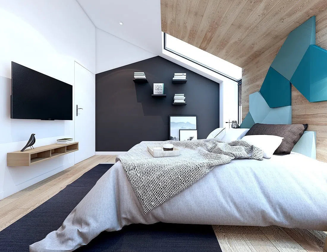 LINK 3D Soft Acoustic Wall Panels in bedroom interior | DecorMania UK