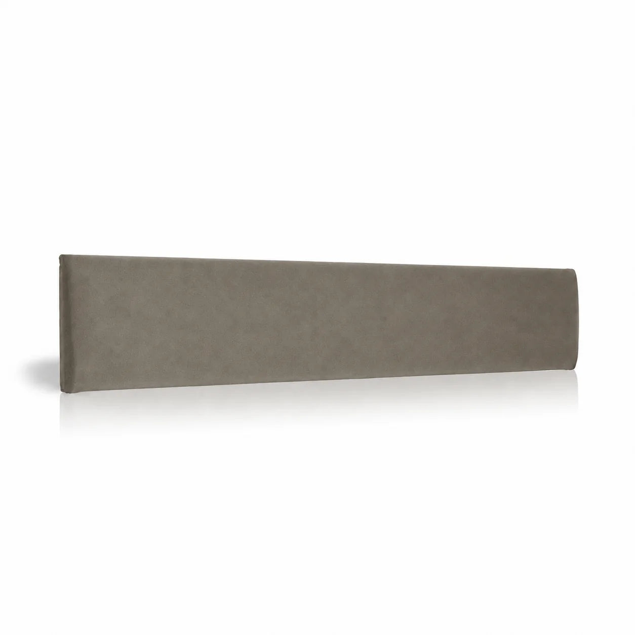 Taupe upholstered padded wall panel, 90 x 15 cm, shown at a slight angle on a white background.