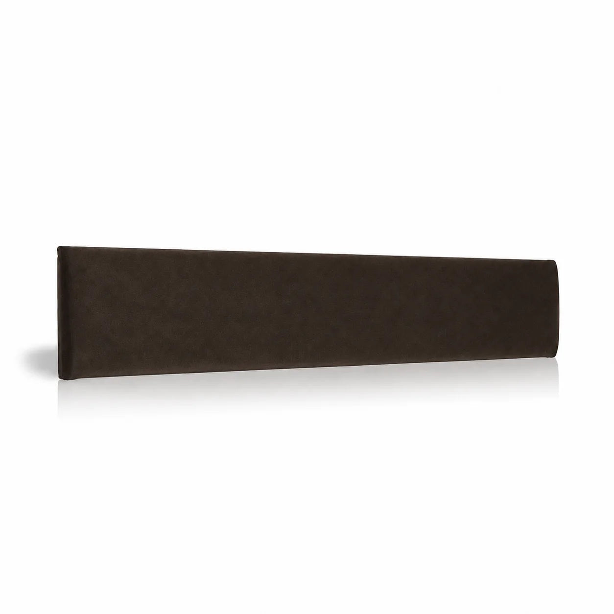 Chocolate Brown upholstered padded wall panel, 90 x 15 cm, shown at a slight angle on a white background