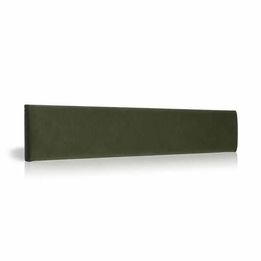 Olive Green upholstered padded wall panel, 90 x 15 cm, shown at a slight angle on a white background