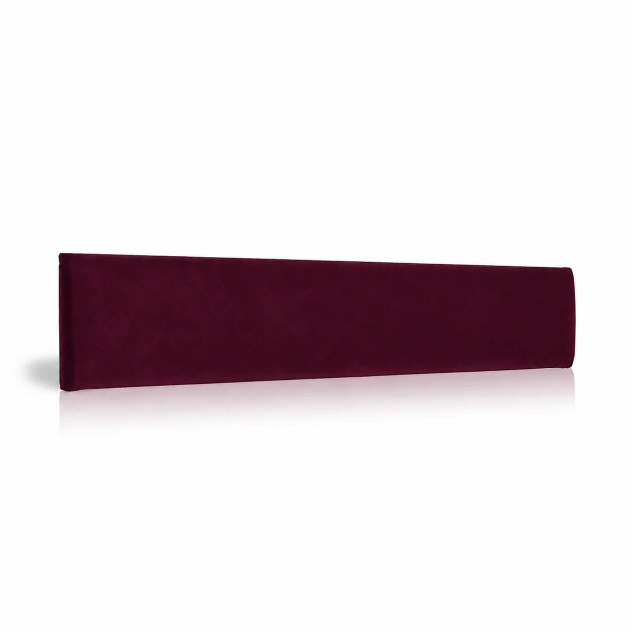 Burgundy upholstered padded wall panel, 90 x 15 cm, shown at a slight angle on a white background