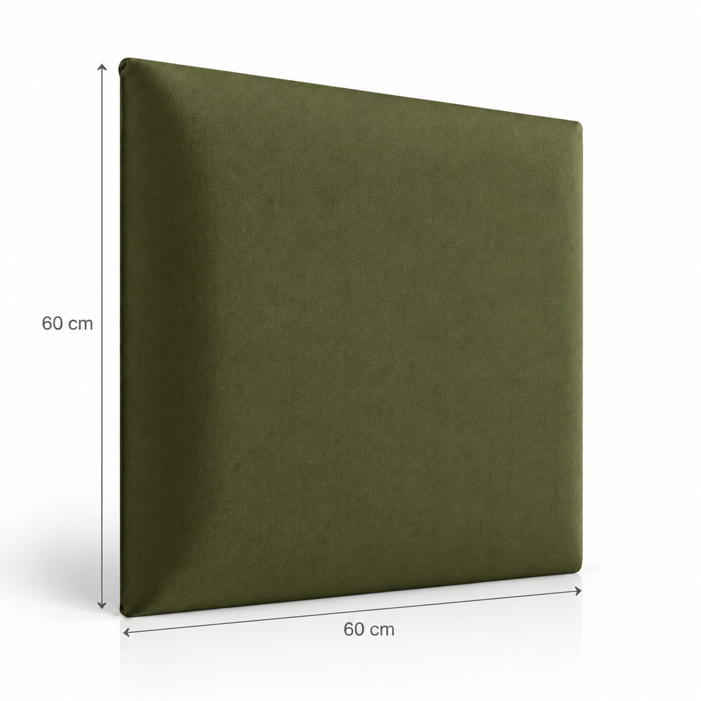 Olive Green upholstered wall panel 60 x 60 cm with dimensions