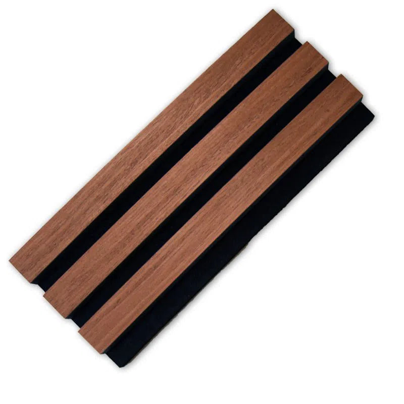 Mahogany Acoustic Wood Slat Wall Panel on white background DecorMania UK