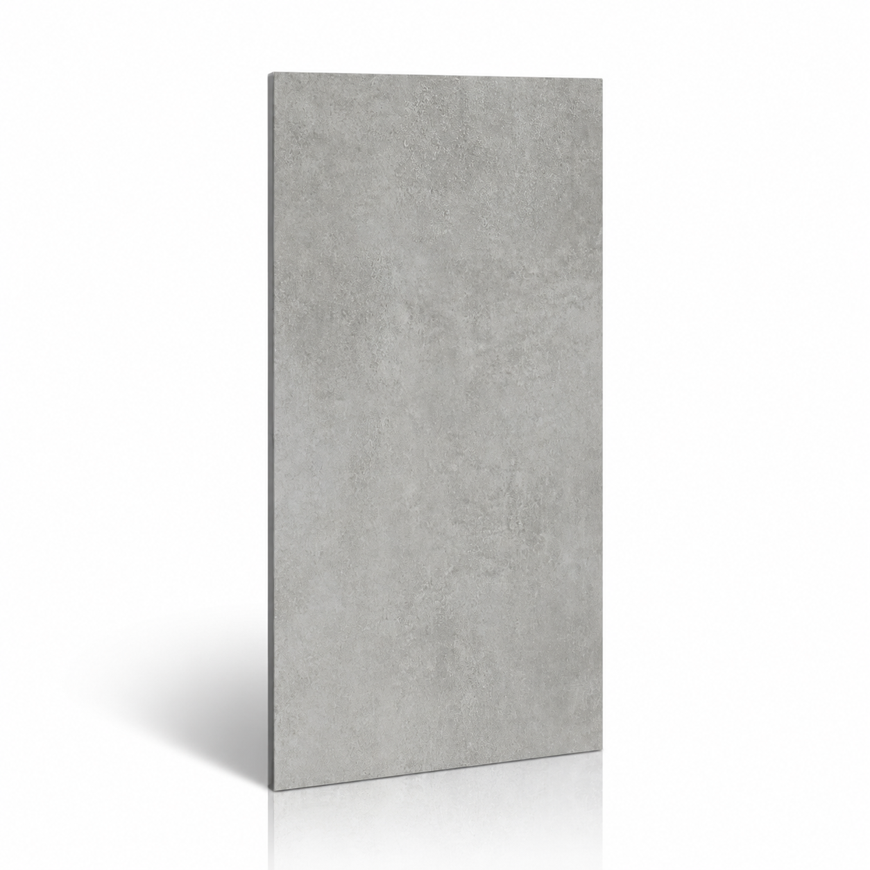 Smoky Concrete grey wall panel displayed horizontally on a white background with a soft shadow and reflection