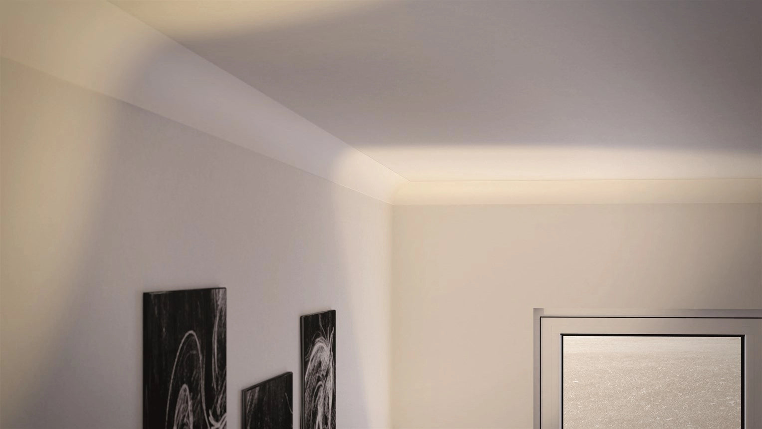 NOMASTYL® NMC 2m Ceiling Coving on plain wall and ceiling Decormania UK