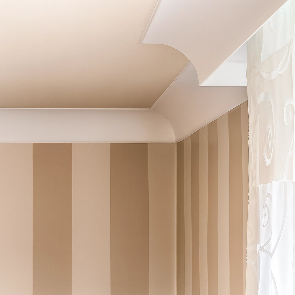 NOMASTYL® NMC 2m Ceiling Coving on cream colour wall and ceiling Decormania UK