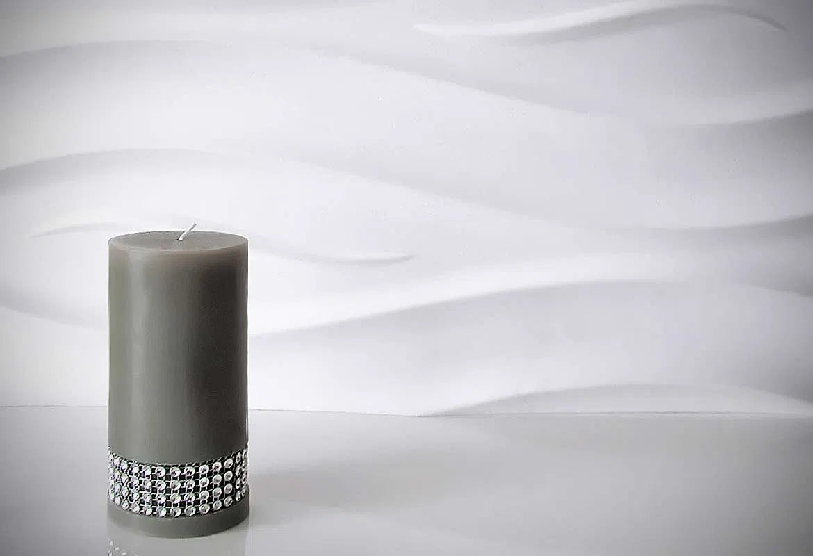 OCEAN 3D Wall Panel Model 01 - 3D Wall Art - Polystyrene Wall Panels texture closeup with candle | DecorMania UK