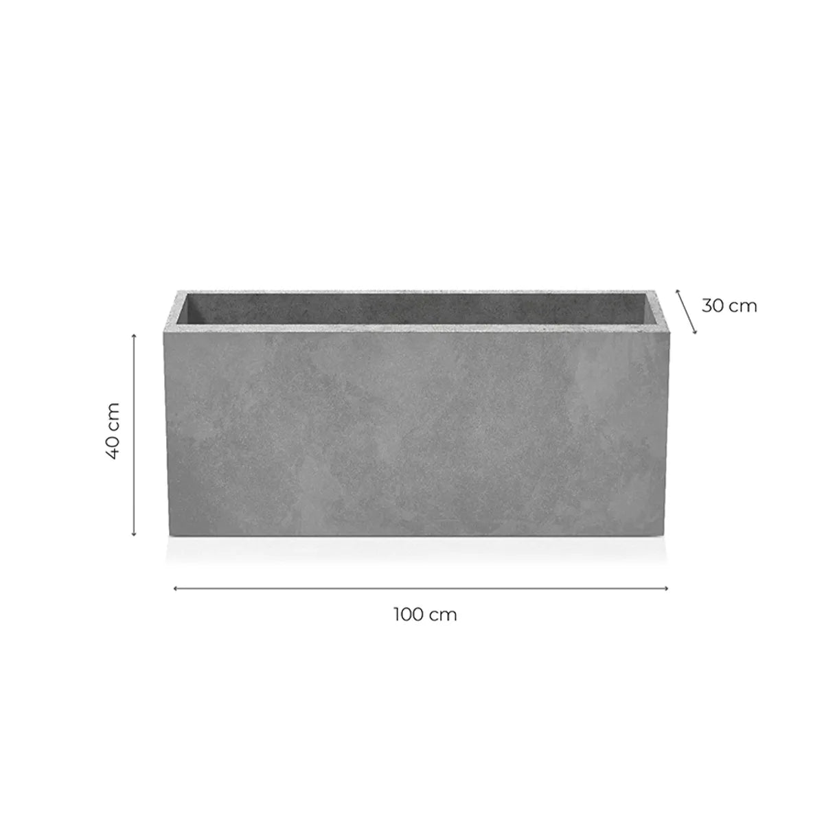 Outdoor Concrete Planters - Rectangle 30x100x40 cm on white background Decormania UK
