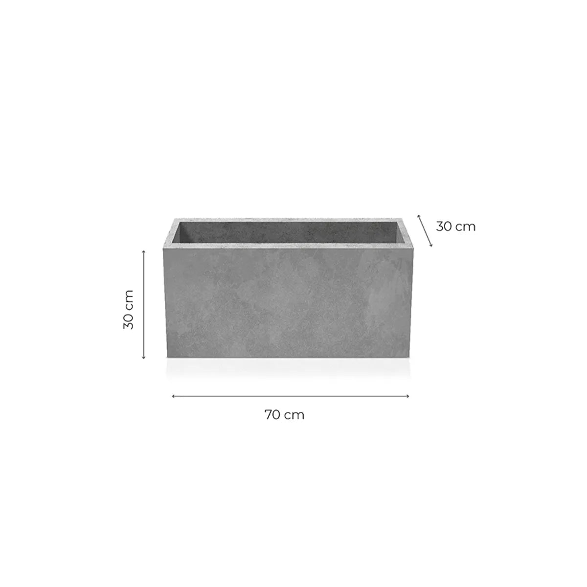Outdoor Concrete Planters - Rectangle 30x70x30 cm on white background Decormania UK