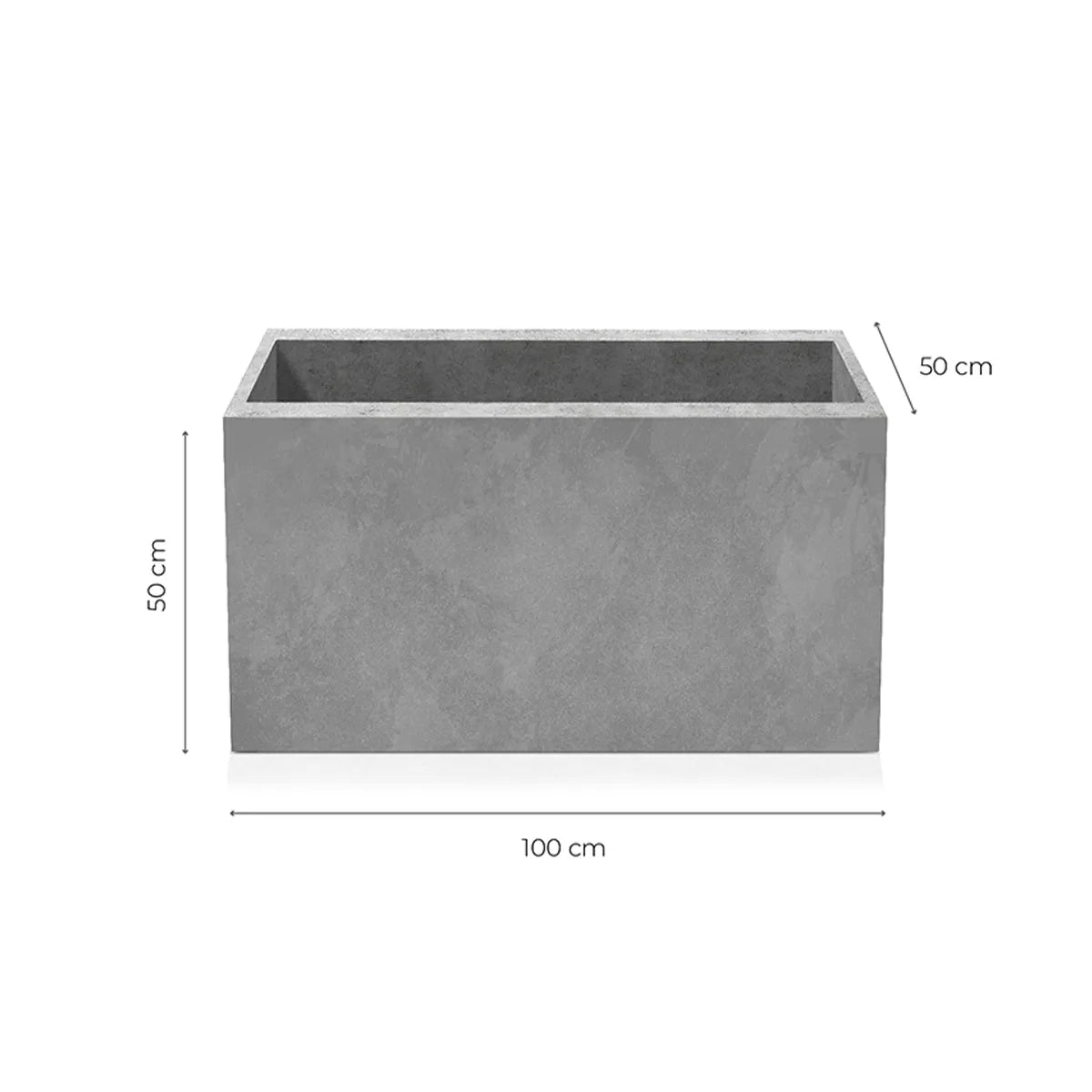 Outdoor Concrete Planters - Rectangle 50x100x50 cm on white background Decormania UK